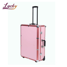 Professional Studio Makeup Rolling Case with Light Pink